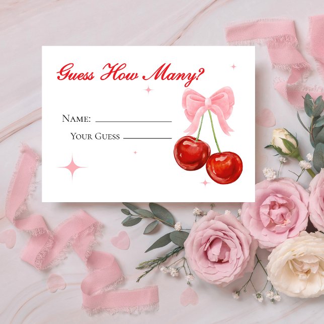 Pink Cherry On Top Guess How Many Game Card (Creator Uploaded)