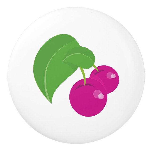 Pink Cherry, Pink Cherries, Sweet Cherry, Fruit Ceramic Knob (Front)