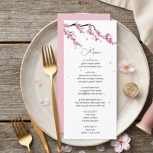 Pink Cherry Sakura Watercolor Modern Menu
