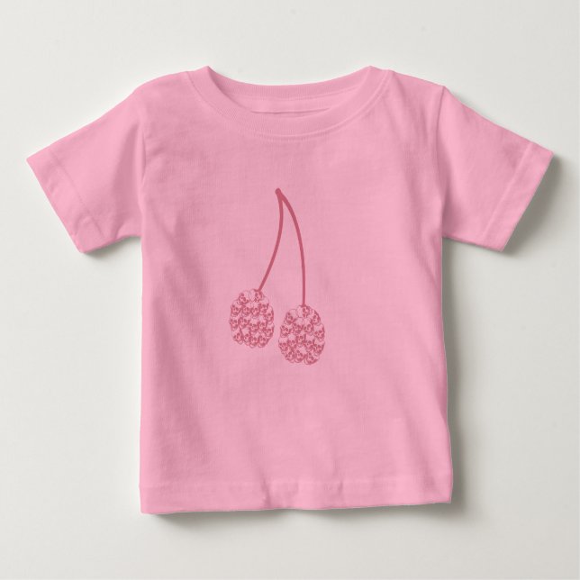 Pink Cherry Skulls Baby T-Shirt (Front)