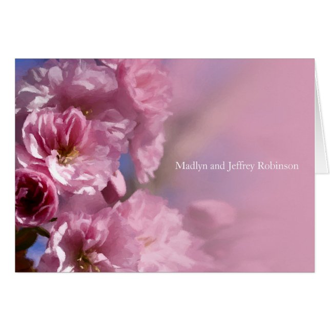 pink cherry tree blossoms spring wedding thank you (Front Horizontal)