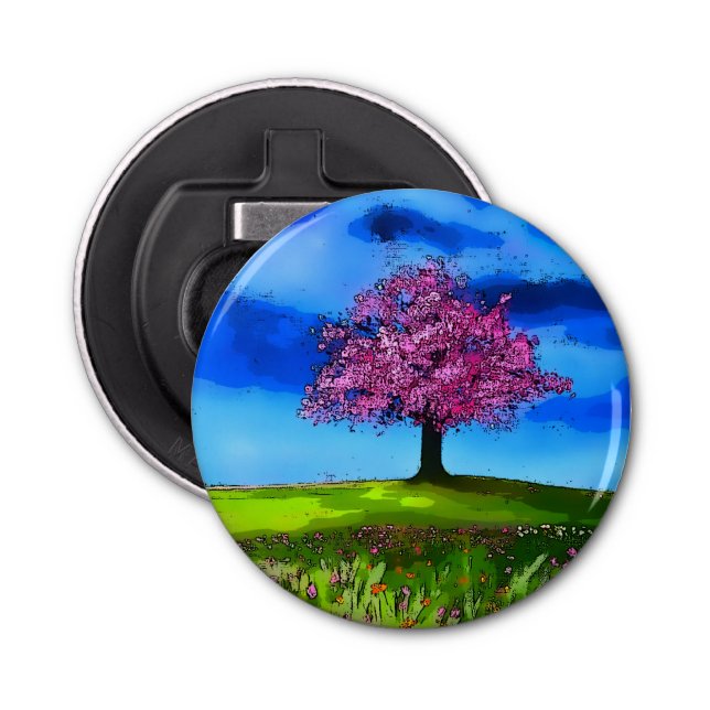 Pink Cherry Tree Bottle Opener (Front)