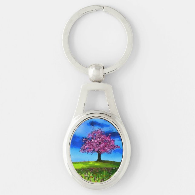 Pink Cherry Tree Key Ring (Front)