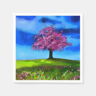 Pink Cherry Tree Napkin