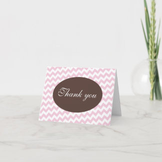 Pink Chevron and Brown Modern Thank You Cards