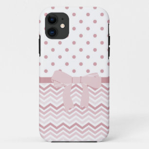 Pink Chevron and Dots iPhone 11 Case