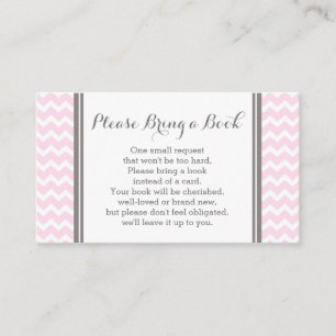 Pink Chevron Baby Shower Book Request Card