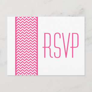 Pink Chevron Border RSVP Postcard