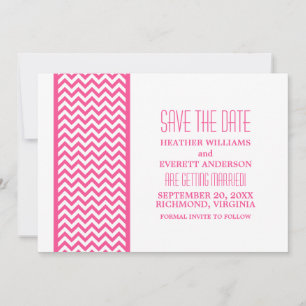 Pink Chevron Border Save the Date Invite