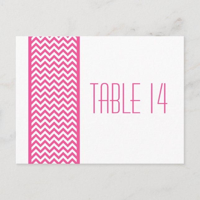 Pink Chevron Border Table Number Postcard (Front)