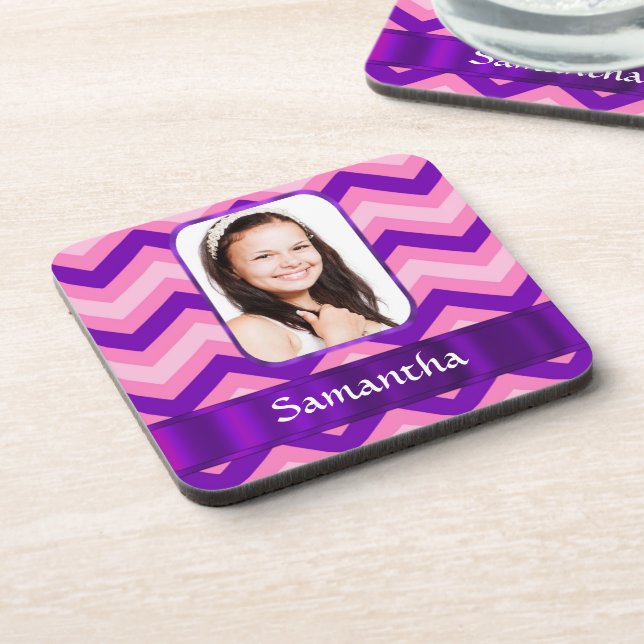 Pink chevron coaster (Left Side)
