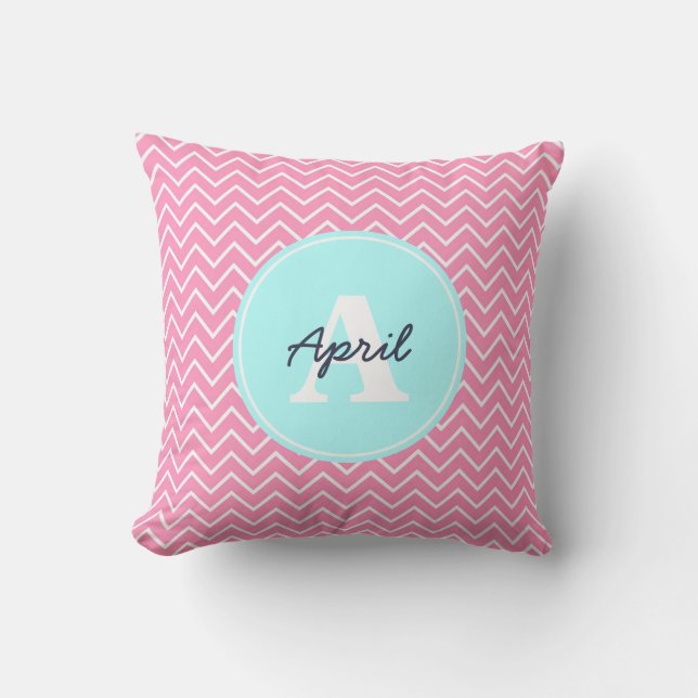 Pink Chevron Custom Cushion (Front)