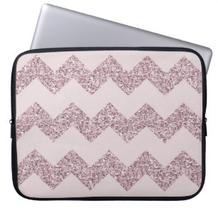 Pink Chevron Faux Glitter Laptop Sleeve