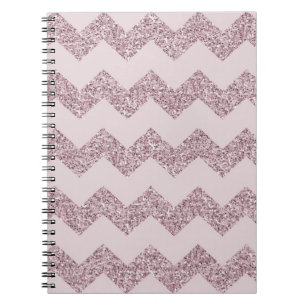 Pink Chevron Faux Glitter Notebook