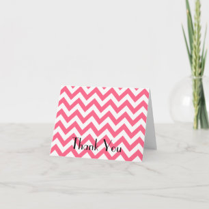 Pink Chevron Folded Thank You Card