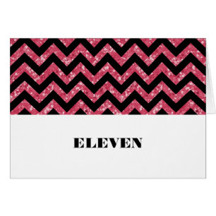 Pink Chevron Glitter Table Card