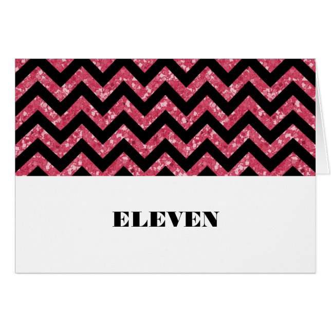 Pink Chevron Glitter Table Card (Front Horizontal)