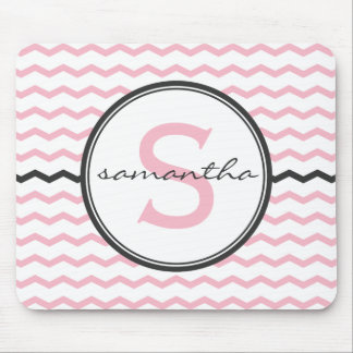 Pink Chevron Monogram Mouse Pad