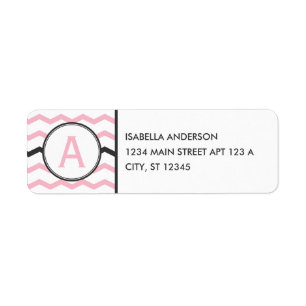 Pink Chevron Monogram Return Address Label