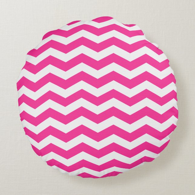 Pink Chevron Pattern Round Pillows (Back)