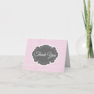 Pink Chevron Personalised Folded Thank You Card