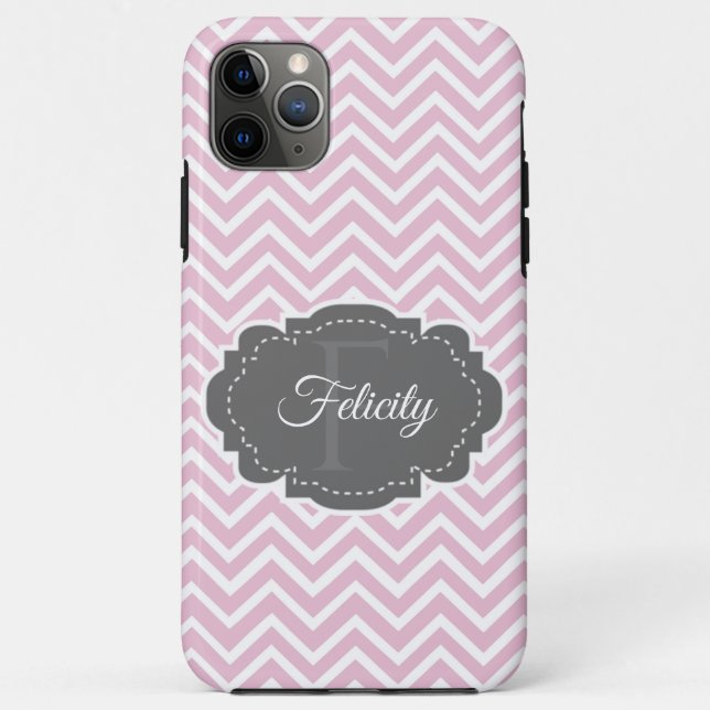 Pink Chevron Personalised iPhone Case (Back)
