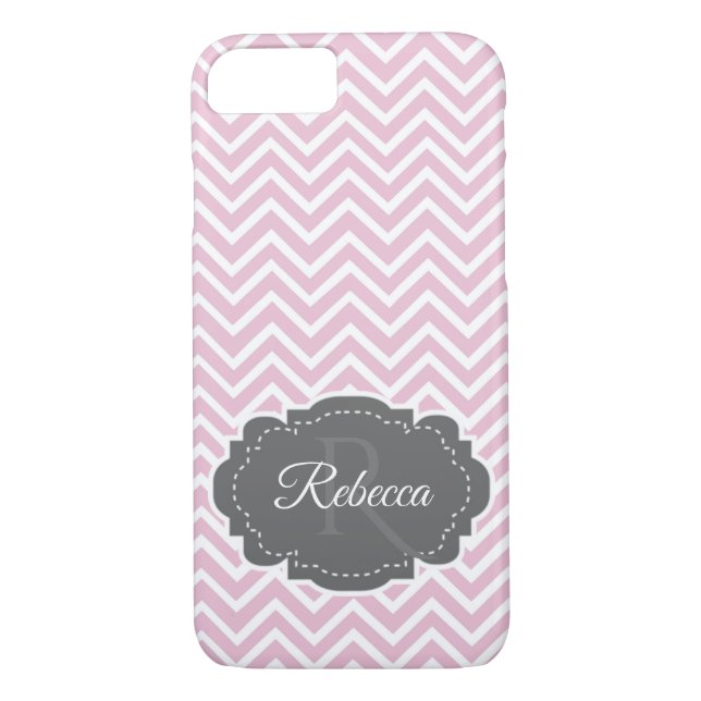 Pink Chevron Personalised iPhone Case (Back)