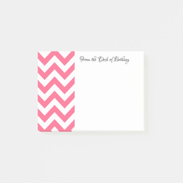 Pink Chevron Personalised Post It Notes (Front)