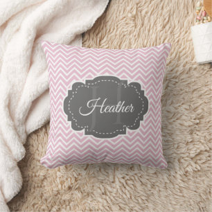 Pink Chevron Personalised Throw Pillow