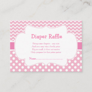 Pink Chevron & Polka Dot Diaper Raffle Enclosure Card