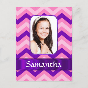 Pink chevron postcard