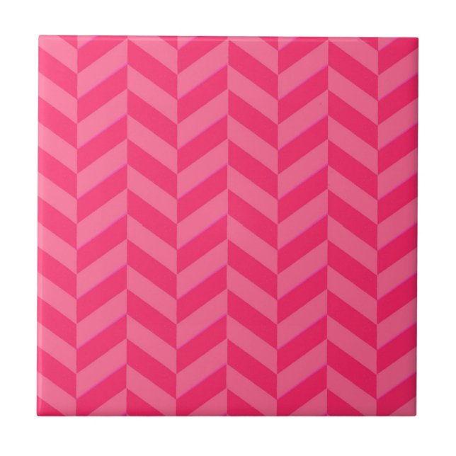 Pink Chevron Stylish Decorative Accent Ceramic Tile (Front)