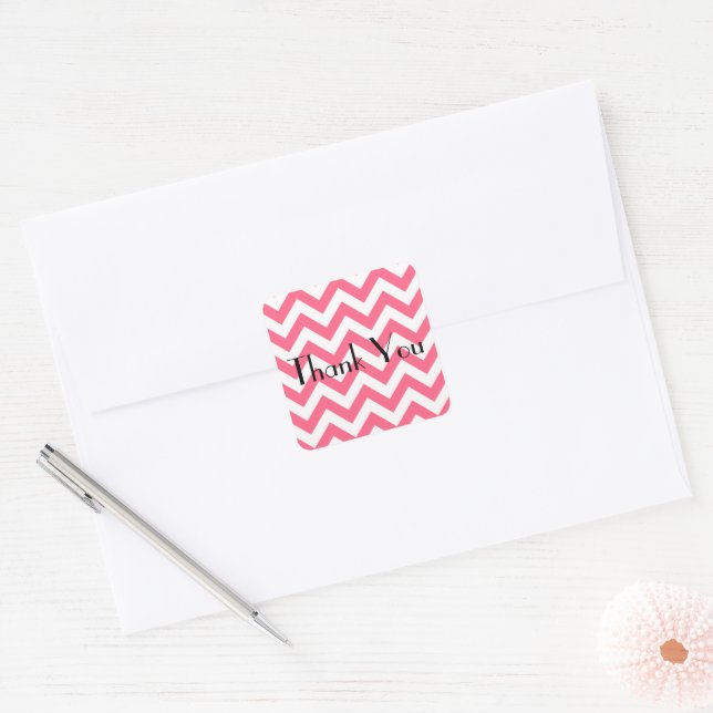 Pink Chevron Thank You Stickers (Envelope)