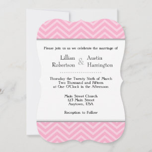 Pink Chevron Wedding Invitations