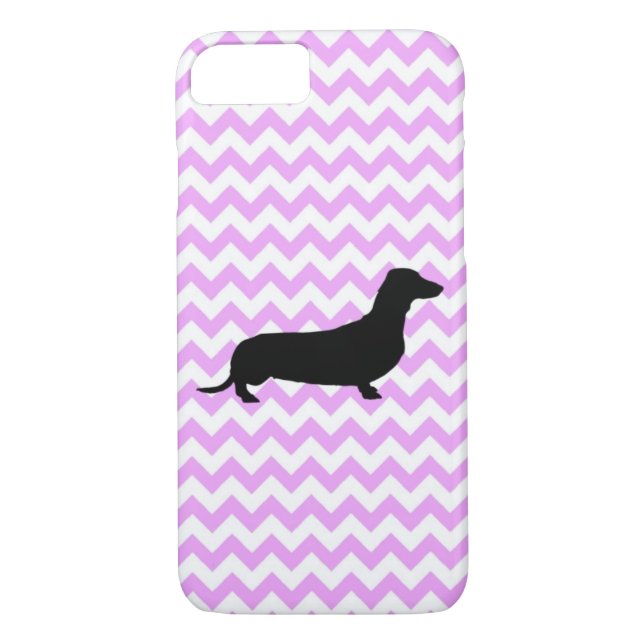 Pink Chevron With Dachshund Case-Mate iPhone Case (Back)