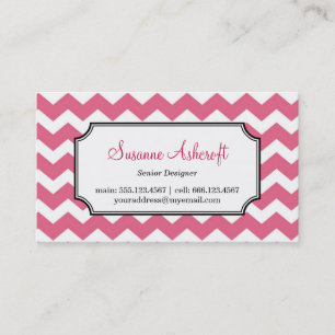 Pink chevron zigzag pattern stylish personal business card