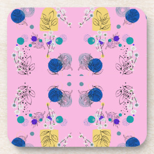 Pink Chic Abstract Floral pattern Coaster