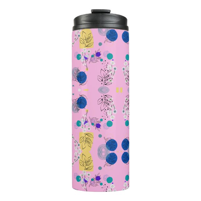 Pink Chic Abstract Floral pattern Thermal Tumbler (Front)