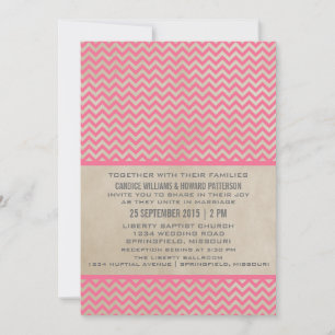 Pink Chic Chevron Wedding Invite