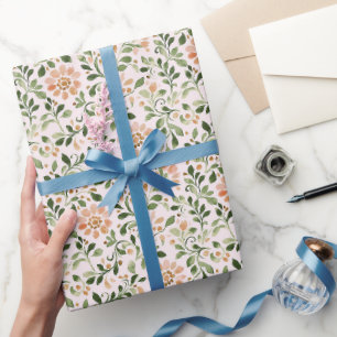 Pink Chic Floral Birthday Wrapping Paper