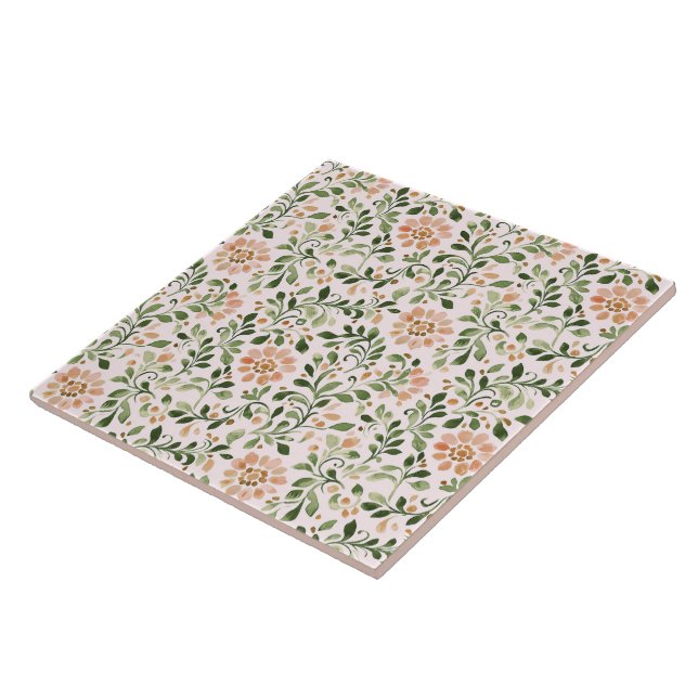 Pink Chic Floral Ceramic Tile (Side)