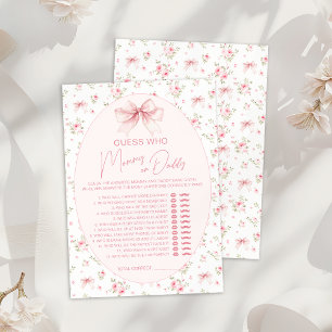 Pink Chic Floral Mummy or Daddy Baby Shower Game Invitation