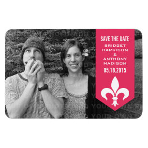 Pink Chic Flourish Banner Save the Date Magnet