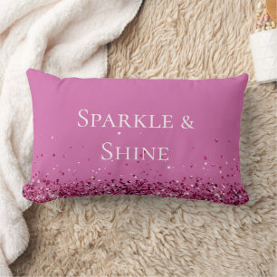 Pink Chic Glitter Sparkle Lumbar Cushion