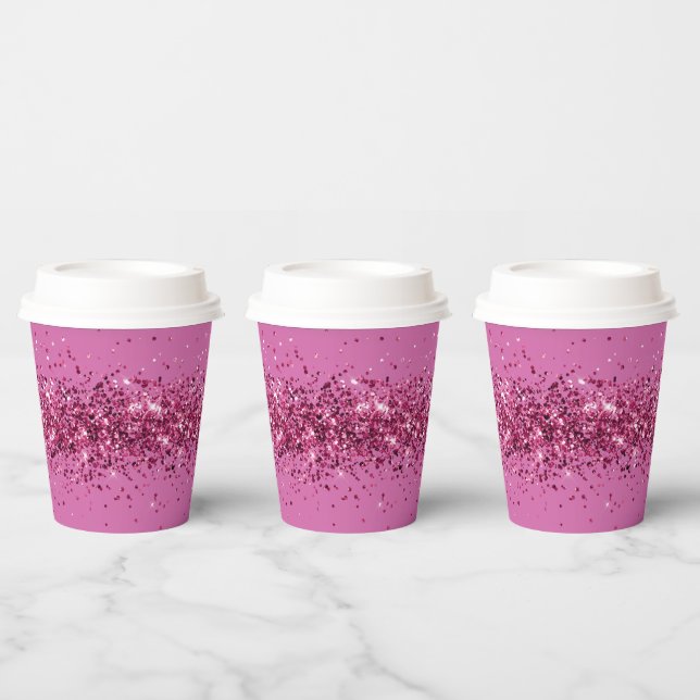 Pink Chic Glitter Sparkle Paper Cups (Multi)