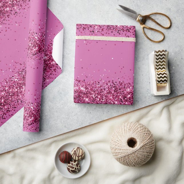 Pink Chic Glitter Sparkle Wrapping Paper (Crafts)