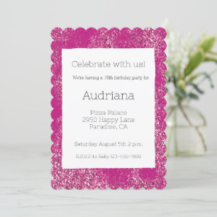 Pink Chic Glitzy Glitter Sparkle 16th Birthday Invitation