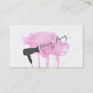 pink chic modern blow dry bar hairstylist grunge business card