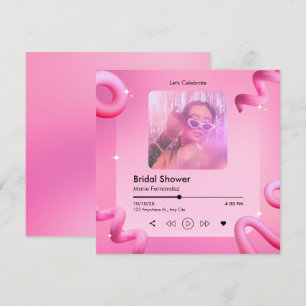 Pink chic music playlist cover photo bridal shower invitation