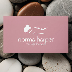 Pink Chic Stone Massage Therapy Wellness Day Spa Business Card